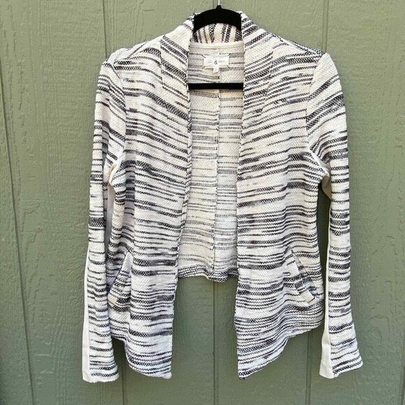 Lou & Grey Open Front Cardigan Sweater Womens XS Cream Knit Pockets - Picture 2 of 6